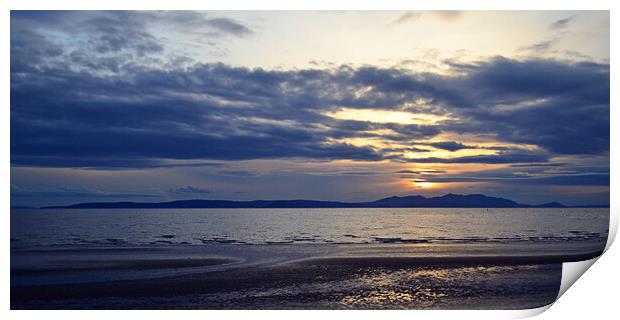 Isle of Arran silhouetted by sunset  Print by Allan Durward Photography