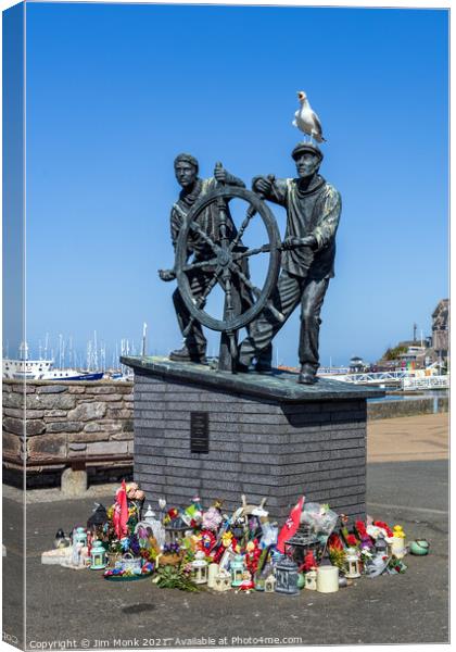 The Man and Boy Statue, Brixham Canvas Print by Jim Monk