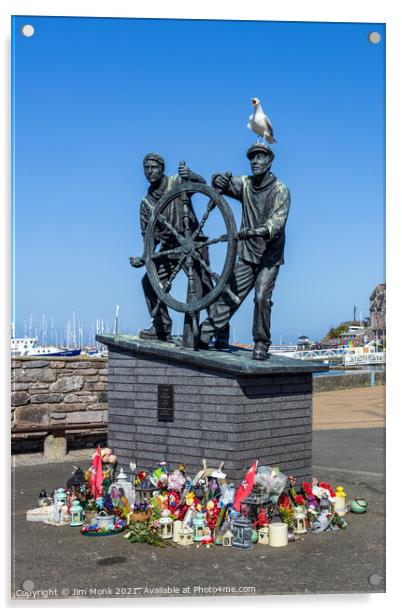 The Man and Boy Statue, Brixham Acrylic by Jim Monk