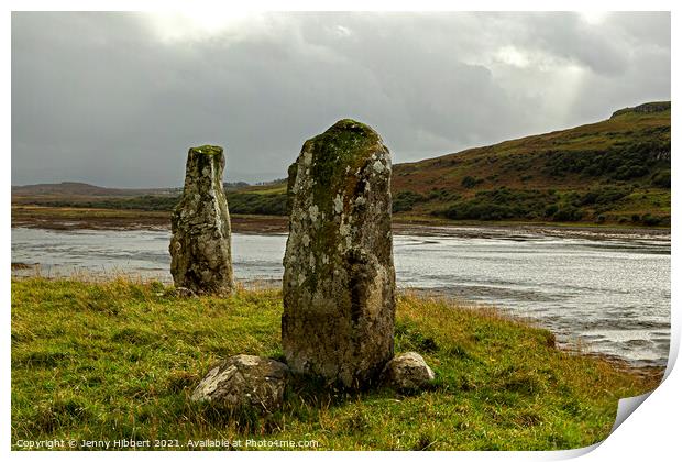 Kensaleyre Standing stones, Isle of Skye Print by Jenny Hibbert