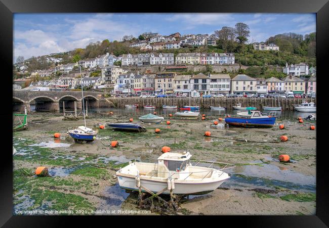 Looe Bridge and Boats  Framed Print by Rob Hawkins