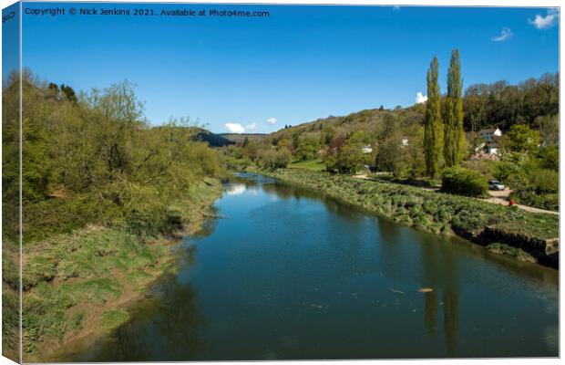 Looking Up the River Wye from Brockweir Bridge Canvas Print by Nick Jenkins