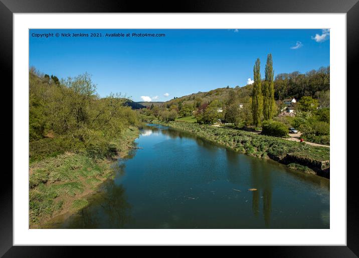 Looking Up the River Wye from Brockweir Bridge Framed Mounted Print by Nick Jenkins