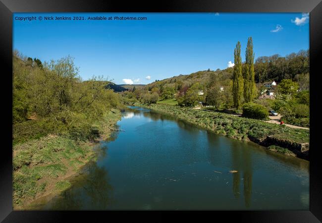 Looking Up the River Wye from Brockweir Bridge Framed Print by Nick Jenkins