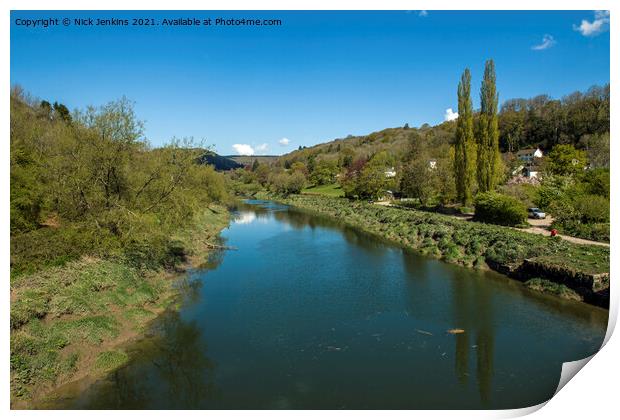 Looking Up the River Wye from Brockweir Bridge Print by Nick Jenkins