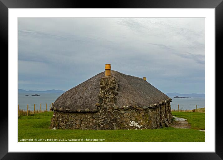 Crofters cottage in Kilmuir Museum of Island life, on the Isle of Skye Framed Mounted Print by Jenny Hibbert