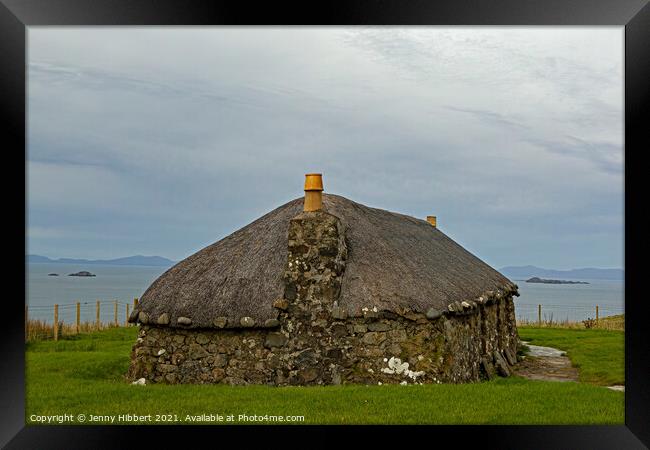Crofters cottage in Kilmuir Museum of Island life, on the Isle of Skye Framed Print by Jenny Hibbert