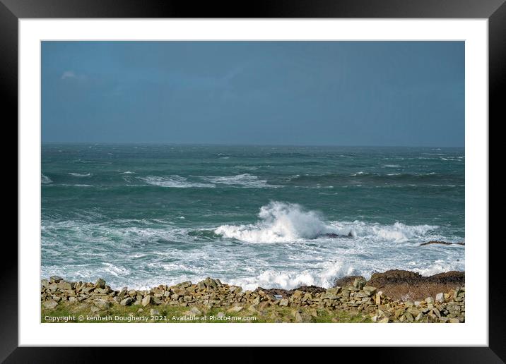 Wave at Donegal Framed Mounted Print by kenneth Dougherty