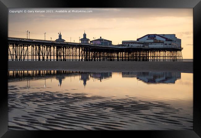 North Pier, Blackpool at sunset Framed Print by Gary Kenyon