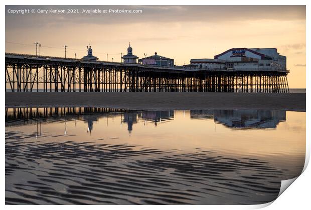 North Pier, Blackpool at sunset Print by Gary Kenyon