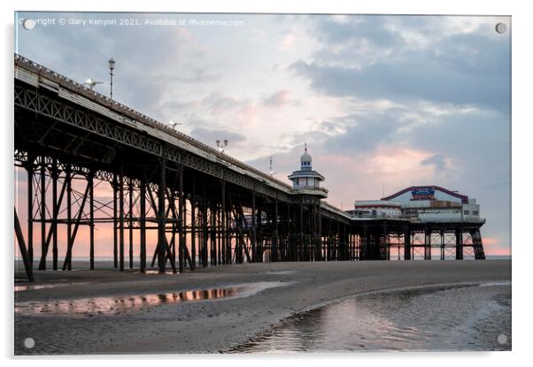 North Pier in Blackpool at sunset Acrylic by Gary Kenyon