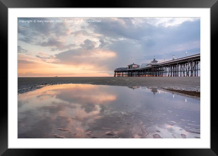 Reflecting sunset at Blackpool's North Pier Framed Mounted Print by Gary Kenyon