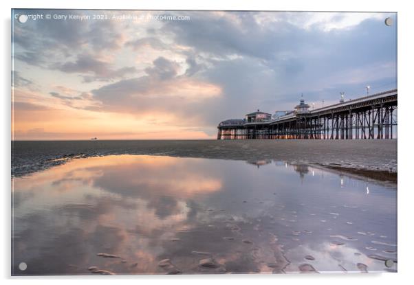 Reflecting sunset at Blackpool's North Pier Acrylic by Gary Kenyon