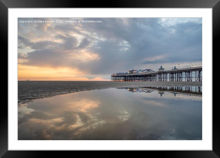 Sunset Reflections  North Pier Blackpool Framed Mounted Print by Gary Kenyon