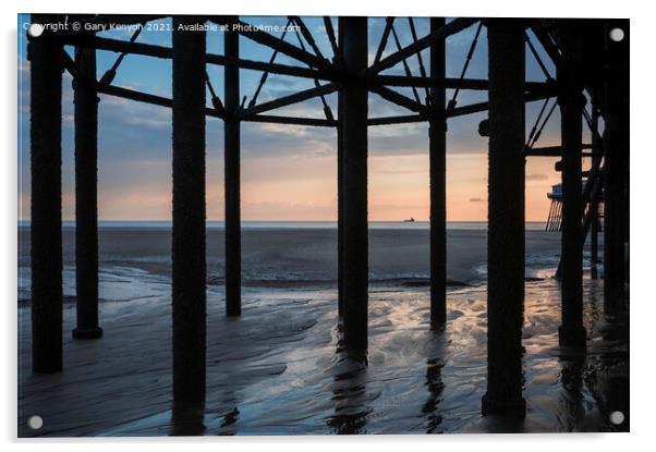 North Pier Sunset Acrylic by Gary Kenyon