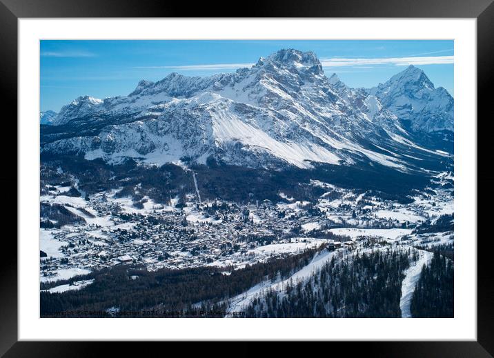 Snow Covered Skiing Resort of Cortina d Ampezzo in Italy Framed Mounted Print by Dietmar Rauscher