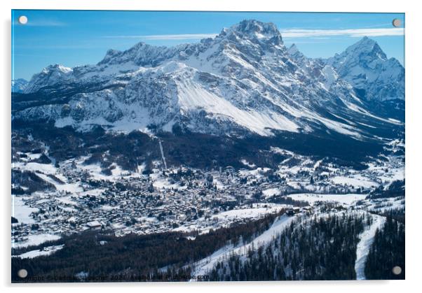 Snow Covered Skiing Resort of Cortina d Ampezzo in Italy Acrylic by Dietmar Rauscher