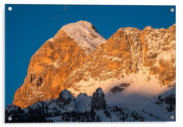 Tofana di Rozes Peak in Cortina d'Ampezzo in Winter at Dawn Acrylic by Dietmar Rauscher