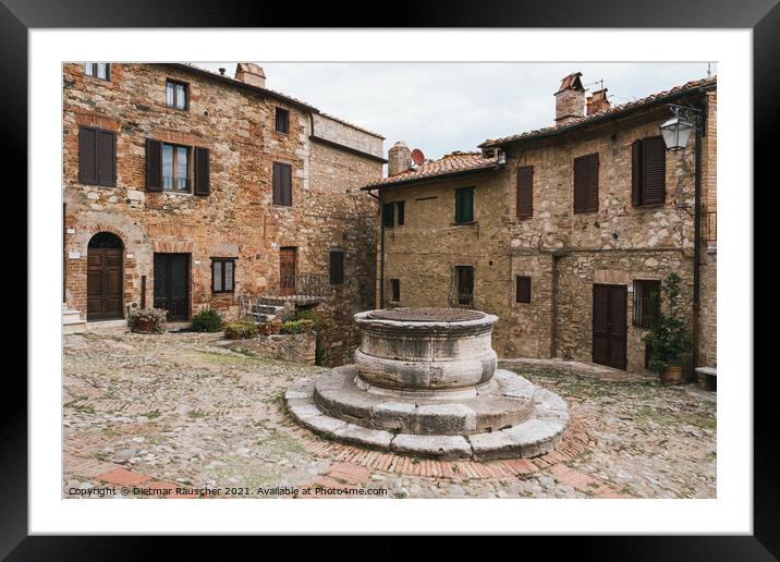 Castiglione d'Orcia Town Center in Tuscany, Italy Framed Mounted Print by Dietmar Rauscher