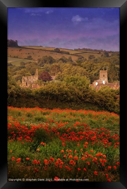 Poppies view of a Shropshire village  Framed Print by Stephen Davis
