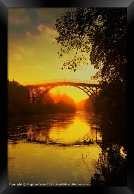 Sunrise over Ironbridge Framed Print by Stephen Davis