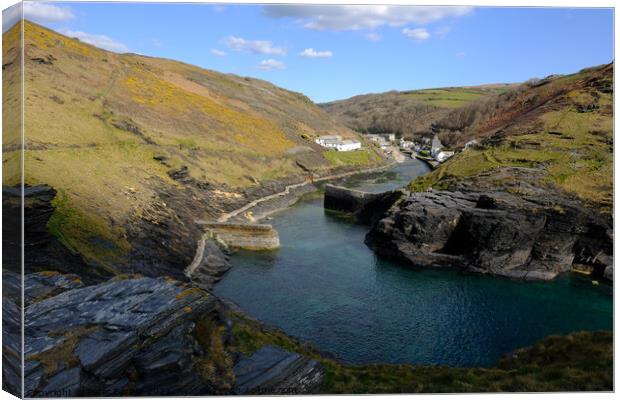 Boscastle as seen from Penally Point. Canvas Print by Peter Barber