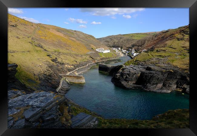 Boscastle as seen from Penally Point. Framed Print by Peter Barber