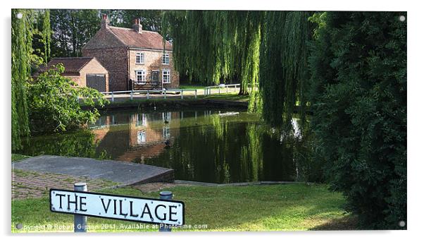 English Village Pond Acrylic by Robert Gipson
