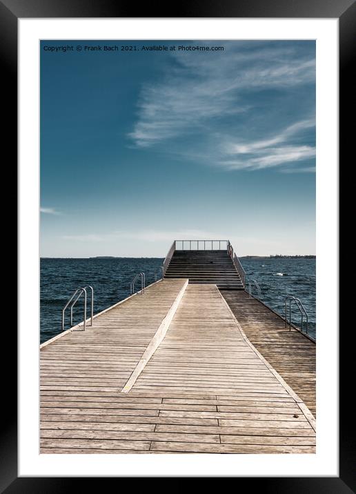 Faaborg harbor bathing swimming ramp at the marina, Denmark Framed Mounted Print by Frank Bach