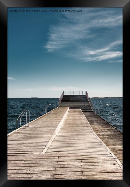 Faaborg harbor bathing swimming ramp at the marina, Denmark Framed Print by Frank Bach