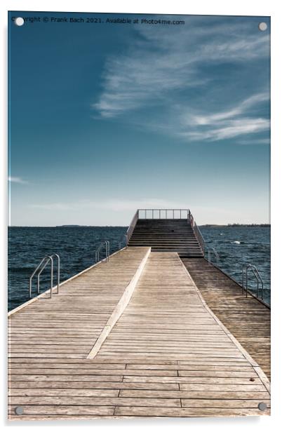 Faaborg harbor bathing swimming ramp at the marina, Denmark Acrylic by Frank Bach