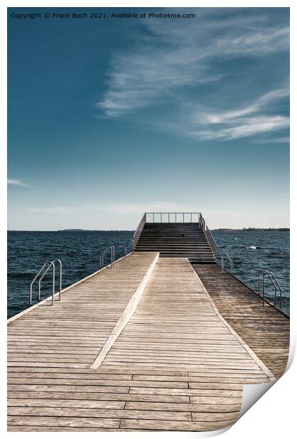 Faaborg harbor bathing swimming ramp at the marina, Denmark Print by Frank Bach