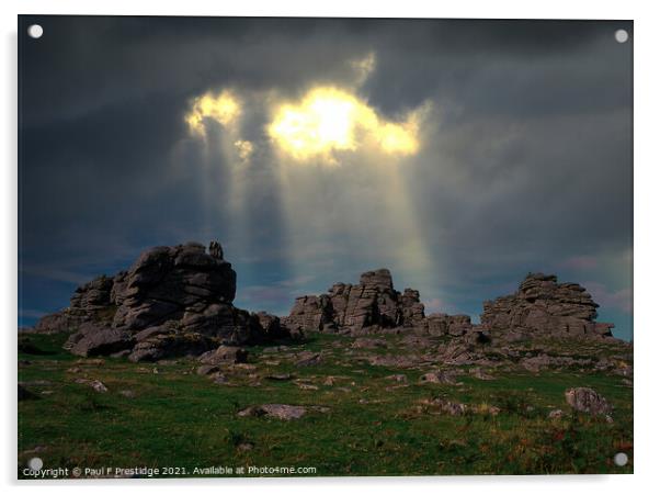 Storm at Hound Tor, Dartmoor, Devon Acrylic by Paul F Prestidge