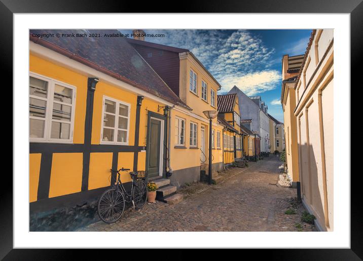 Old narrow streets in faaborg city, Denmark Framed Mounted Print by Frank Bach