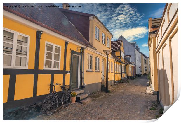 Old narrow streets in faaborg city, Denmark Print by Frank Bach