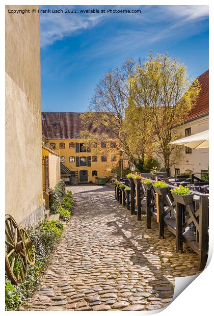 Old narrow streets in faaborg city, Denmark Print by Frank Bach
