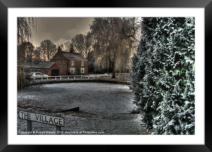 Village pond in December Framed Mounted Print by Robert Gipson