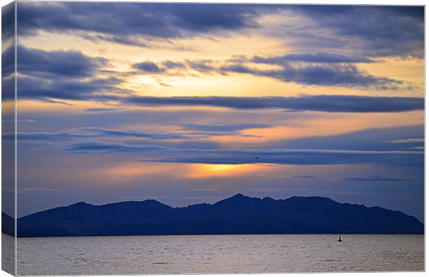Goat Fell and Arran`s jagged peaks at sunset Canvas Print by Allan Durward Photography