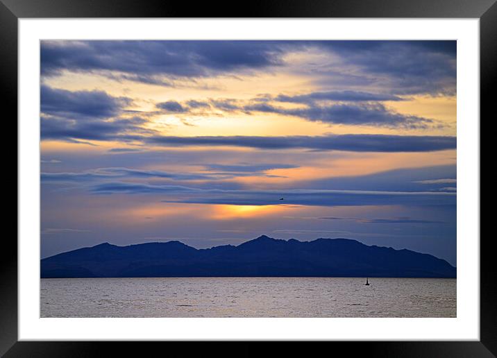Goat Fell and Arran`s jagged peaks at sunset Framed Mounted Print by Allan Durward Photography