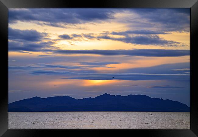 Goat Fell and Arran`s jagged peaks at sunset Framed Print by Allan Durward Photography