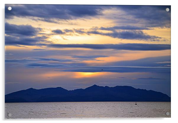 Goat Fell and Arran`s jagged peaks at sunset Acrylic by Allan Durward Photography