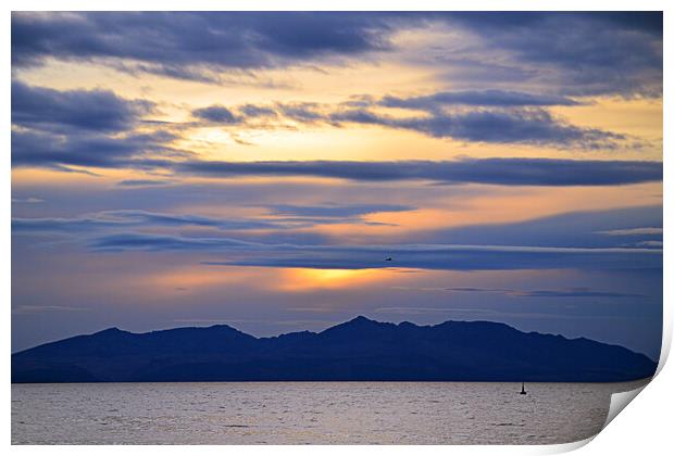 Goat Fell and Arran`s jagged peaks at sunset Print by Allan Durward Photography