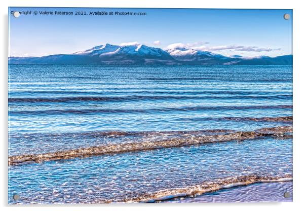 Snowy Arran from Ardrossan Acrylic by Valerie Paterson