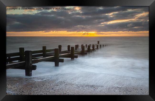 Beach Sunrise on Gorleston Beach Norfolk Framed Print by David Powley