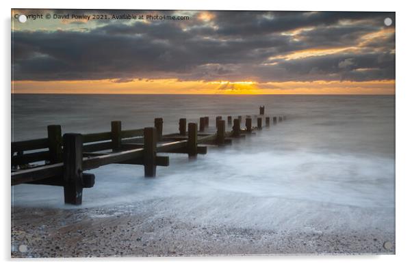 Beach Sunrise on Gorleston Beach Norfolk Acrylic by David Powley