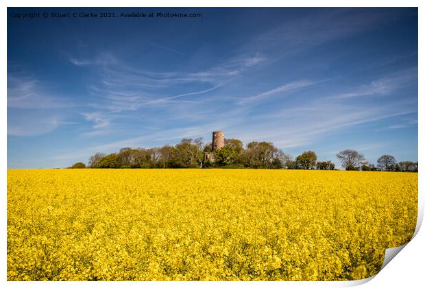 Racton Ruins Print by Stuart C Clarke