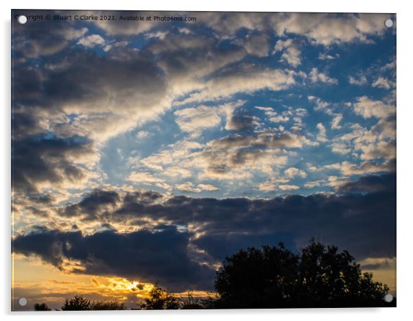 Cloudy sunset Acrylic by Stuart C Clarke