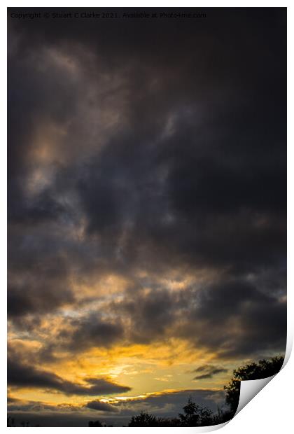 Stormy sunset Print by Stuart C Clarke