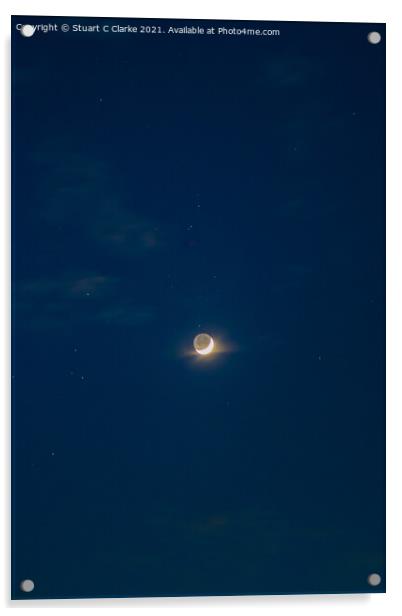 Crescent moon Acrylic by Stuart C Clarke