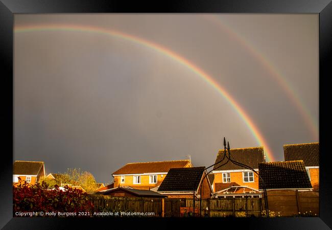 Rainbows, over the roofs  Framed Print by Holly Burgess